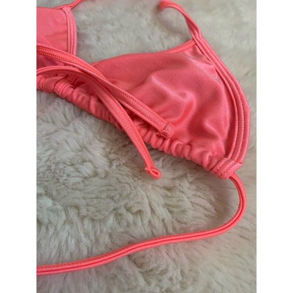 American Apparel | peachy pink metallic triangle bikini top - Picture 2 of 7
